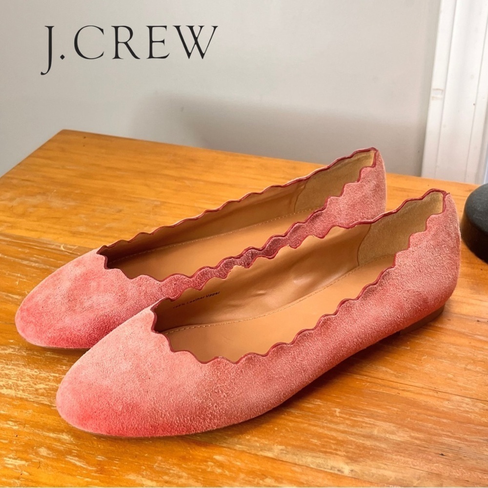 J. Crew Factory Scallop Edge Suede Flats